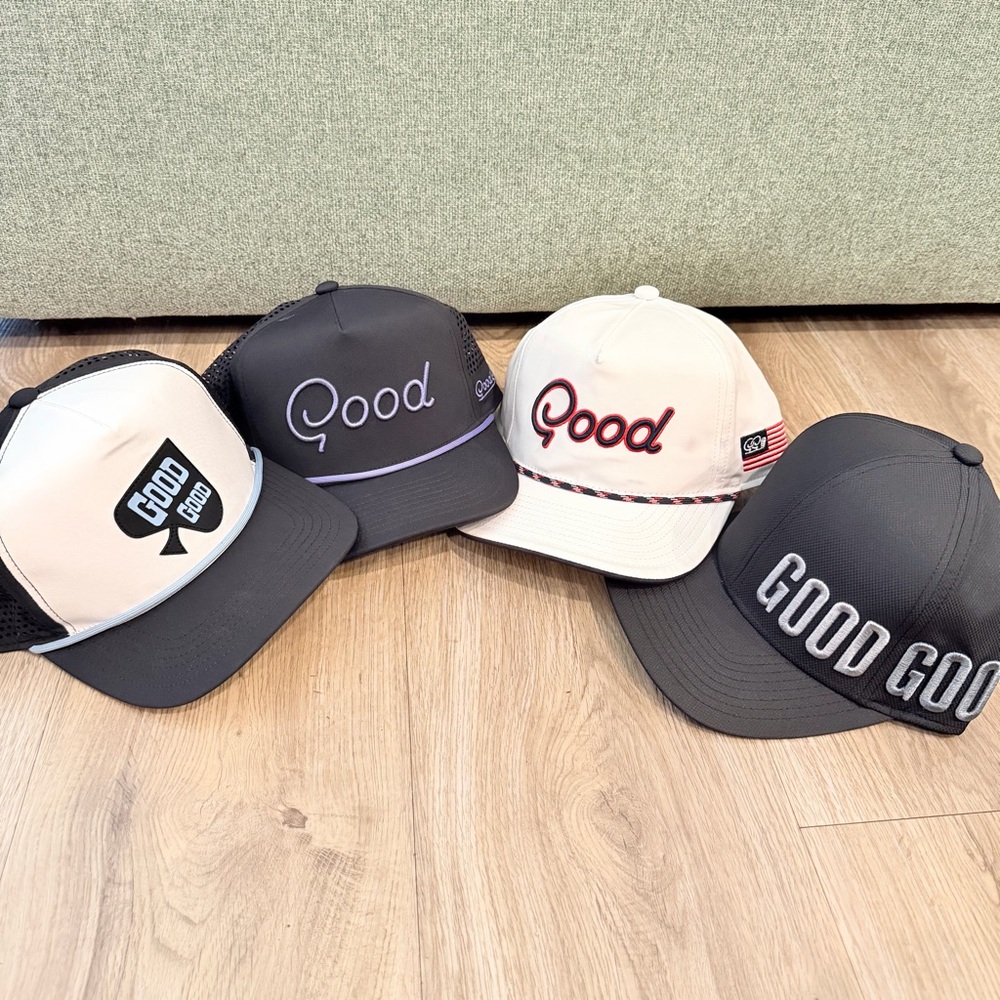 Good Good Golf Hats Lot Of 4x Used Snap Back Adjustable